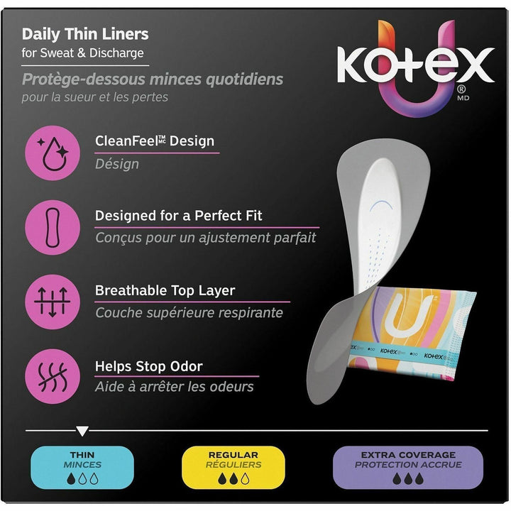 Image of U by Kotex 58311 Wrapped Panty Liners, Light, Absorbent, Individually Wrapped, Odor-absorbing, Chlorine-free, 120 / Box