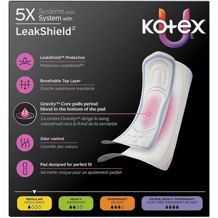 Image of U by Kotex 58246 Ultra-Thin Period Pads, Regular, Absorbent, Anti-leak, Hypoallergenic, Chlorine-free, Comfortable, 44 / Box