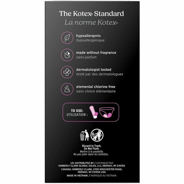 Image of U by Kotex 58246 Ultra-Thin Period Pads, Regular, Absorbent, Anti-leak, Hypoallergenic, Chlorine-free, Comfortable, 44 / Box