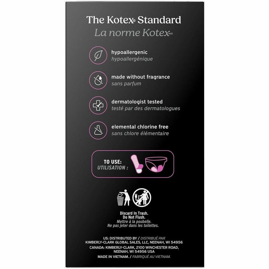 Image of U by Kotex 58246CT Ultra-Thin Period Pads, Regular, Absorbent, Anti-leak, Hypoallergenic, Chlorine-free, Comfortable, 44/Box, 4 / Carton