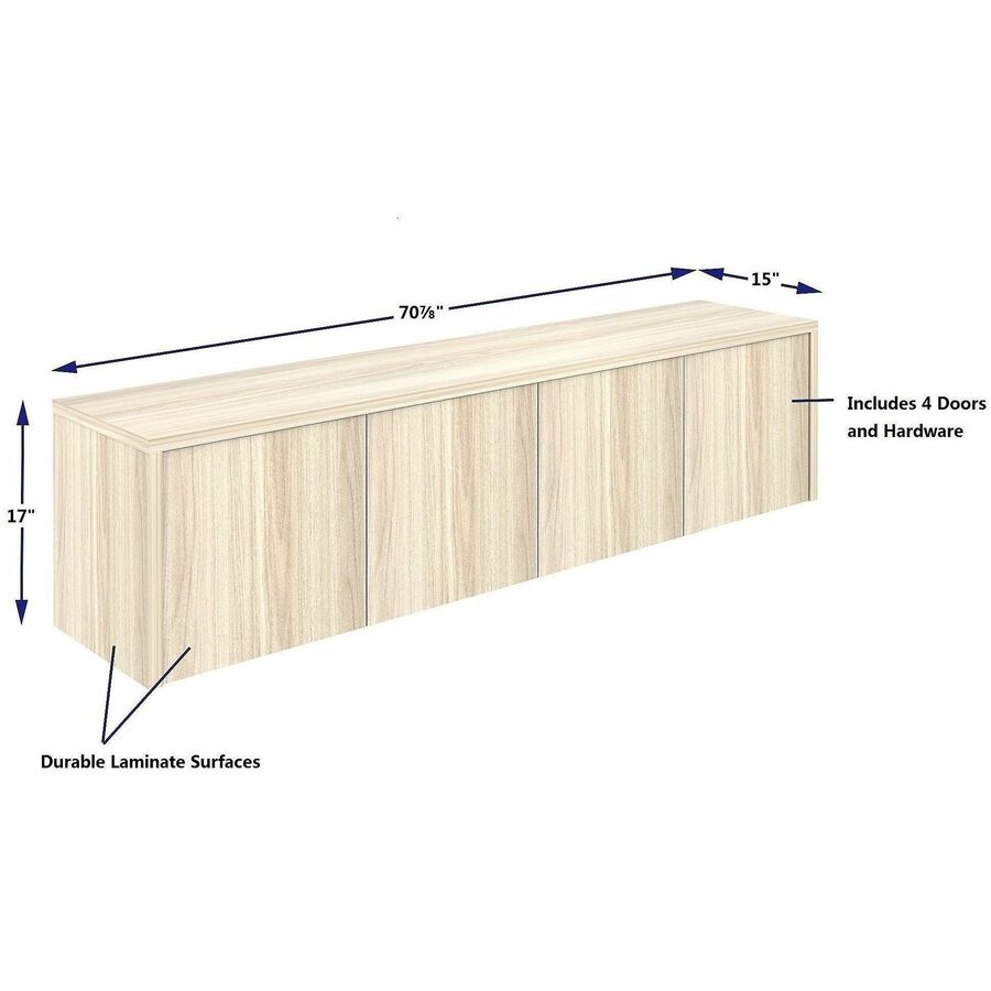 Image of Lorell 66346 Essentials Wall-Mounted Hutches with Wood Doors
