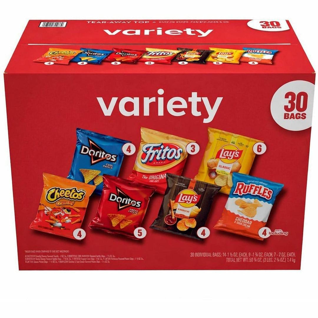 Image of Frito-Lay 06336 Classic Mix Variety Pack, Individually Wrapped, Regular, Barbeque, Crunchy, Nacho Cheese, Cool Ranch, Cheddar Sour Cream, 60 / Carton