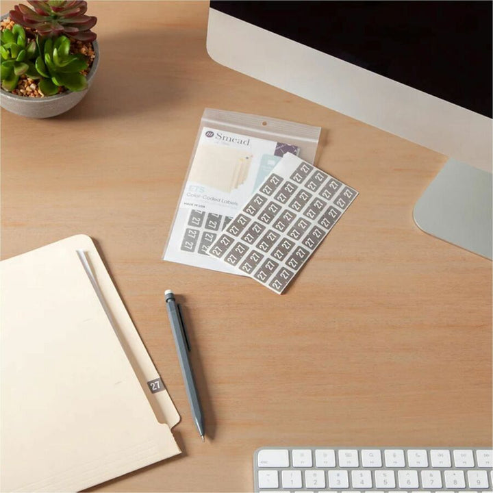 Image of Smead 67927 ETS Color-Coded Year Labels, 27, 1/2" H x 5/64" Width, Gray, Paper, Laminated, 1 Pack
