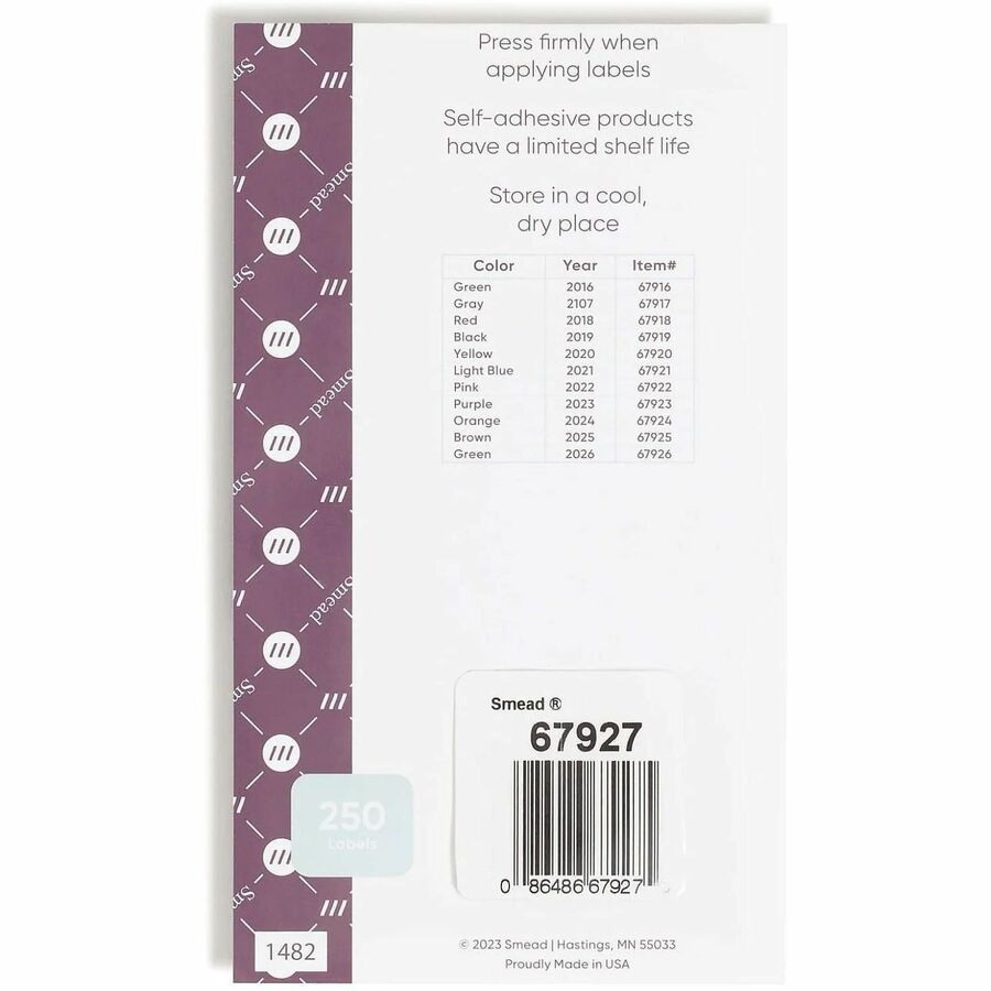 Image of Smead 67927 ETS Color-Coded Year Labels, 27, 1/2" H x 5/64" Width, Gray, Paper, Laminated, 1 Pack