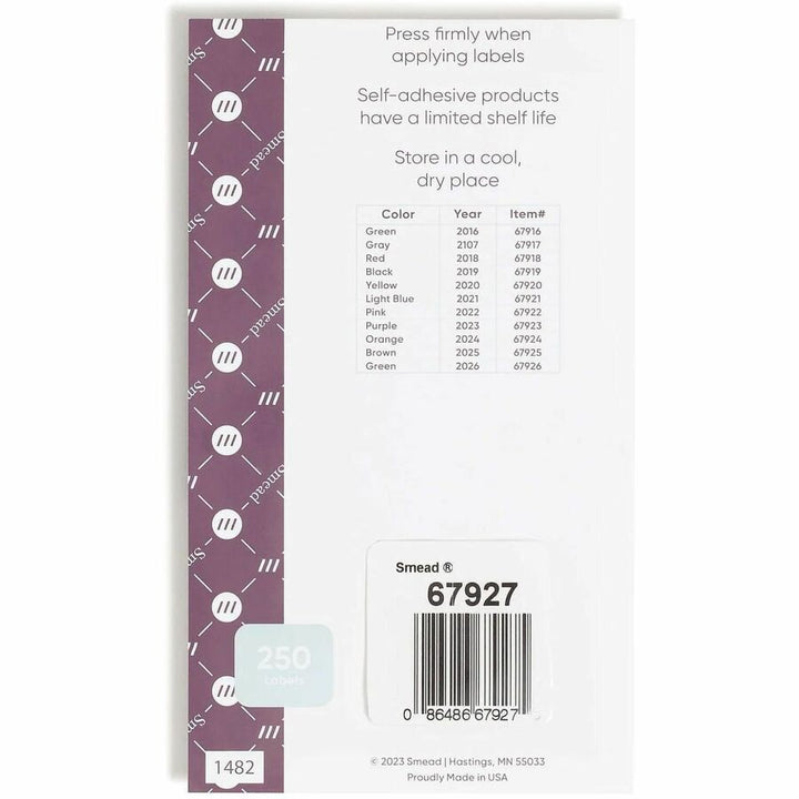 Image of Smead 67927 ETS Color-Coded Year Labels, 27, 1/2" H x 5/64" Width, Gray, Paper, Laminated, 1 Pack