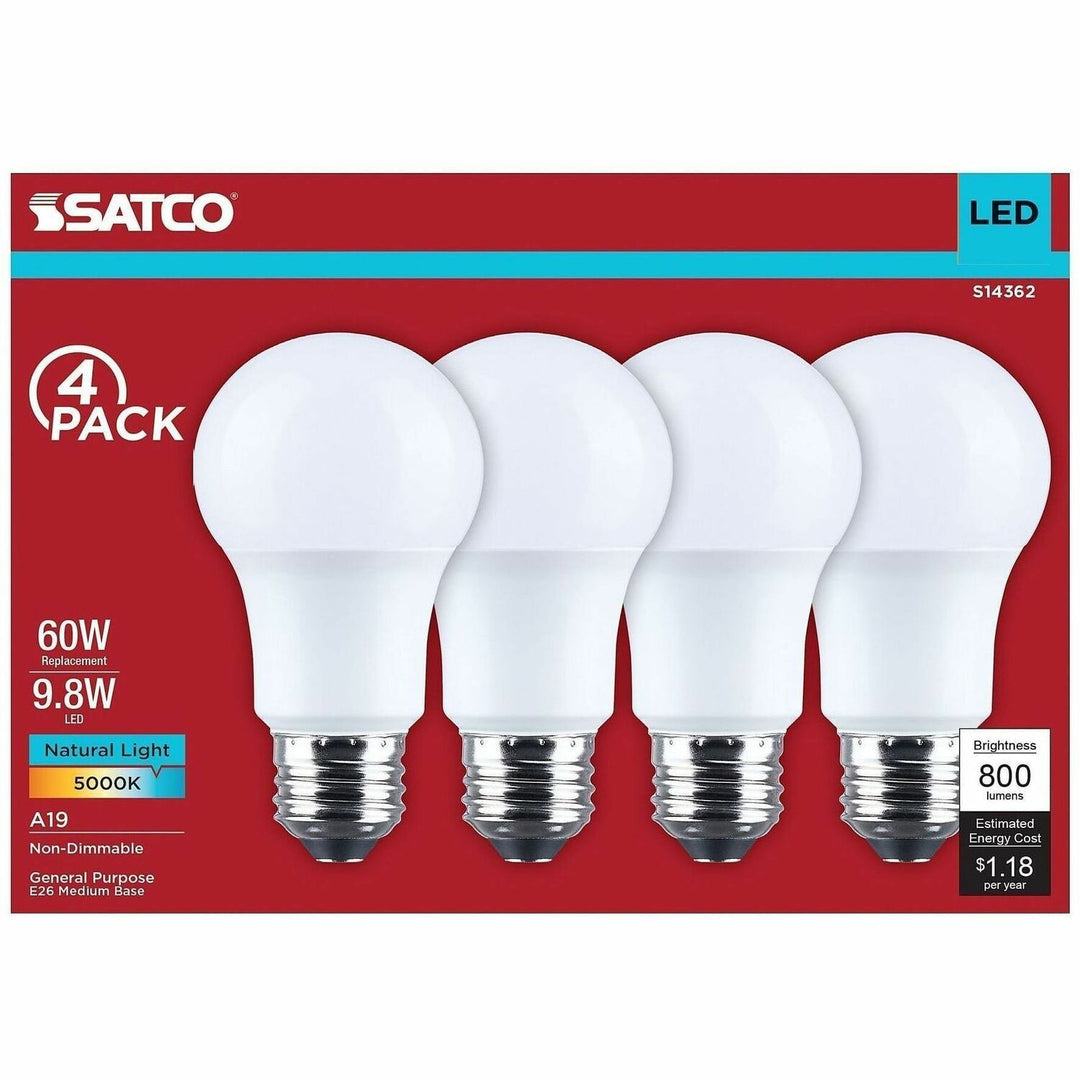 Image of Satco S14362 9.8W A19 LED Frosted Bulbs
