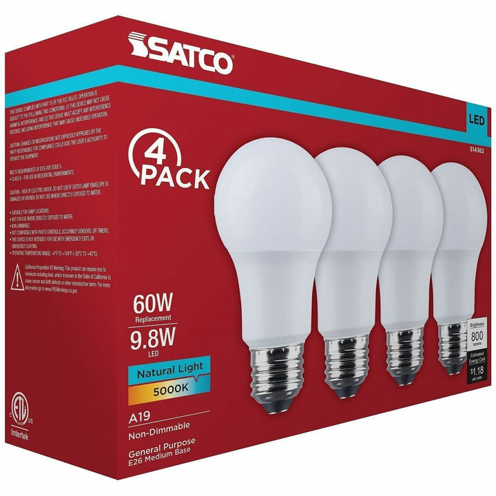 Image of Satco S14362 9.8W A19 LED Frosted Bulbs