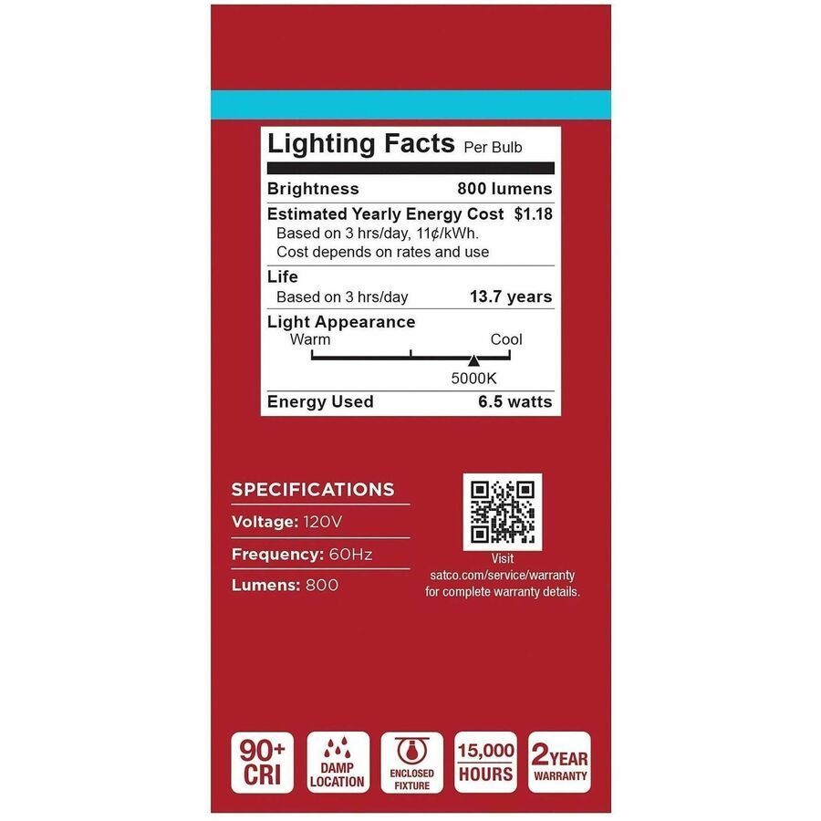 Image of Satco S14362 9.8W A19 LED Frosted Bulbs