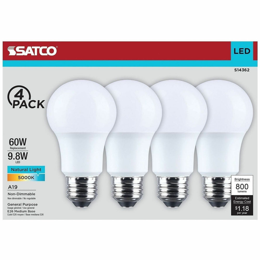 Image of Satco S14362 9.8W A19 LED Frosted Bulbs