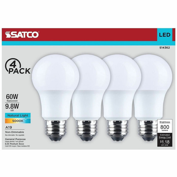 Image of Satco S14362 9.8W A19 LED Frosted Bulbs