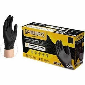 Image of Gloveworks GWBEN42100 Black Nitrile Powder-Free Exam Gloves