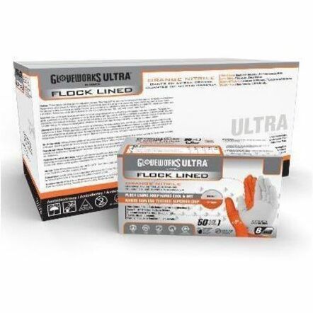 Image of Gloveworks GWUOFN44050 ULTRA RDT Flock-Lined PF Nitrile Gloves