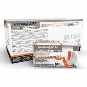 Image of Gloveworks GWUOFN48050 ULTRA RDT Flock-Lined PF Nitrile Gloves