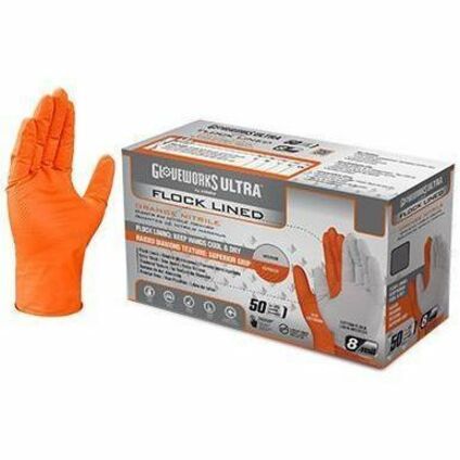 Image of Gloveworks GWUOFN48050 ULTRA RDT Flock-Lined PF Nitrile Gloves