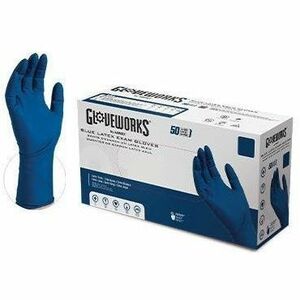 Image of Gloveworks GPLHD84100 Blue HD Latex Powder-Free Exam Gloves