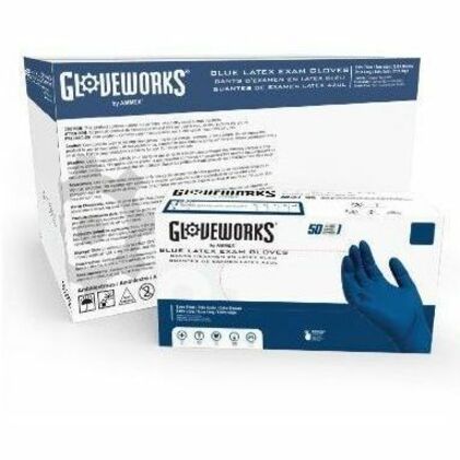 Image of Gloveworks GPLHD88100 Blue HD Latex Powder-Free Exam Gloves