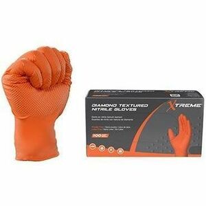 Image of Ammex XODN44100 Xtreme Industrial Orange Powder-Free Nitrile Gloves