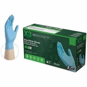 Image of X3 X349100 Industrial Blue Powder-Free Nitrile Gloves