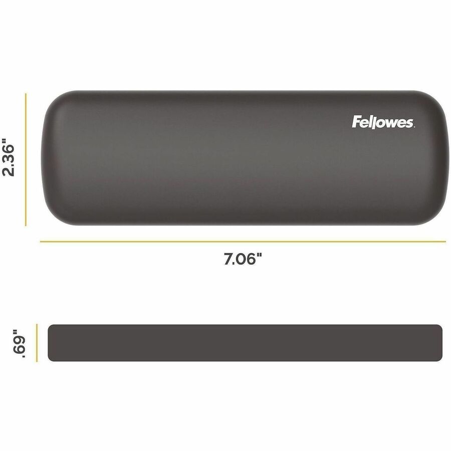 Image of Fellowes 100145415 Breyta Keyboard Wrist Rest, Black, 0.68" H x 2.36" W x 18.50" Depth, Black, Dust Resistant, Keyboard, Retail