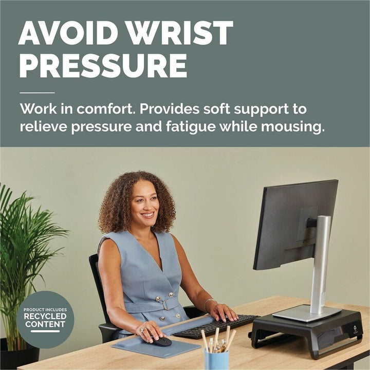 Image of Fellowes 100145421 Breyta Mousepad Wrist Rest, Blue, 0.68" H x 7.87" W x 9.44" Depth, Blue, Dust Resistant, Mouse, Retail