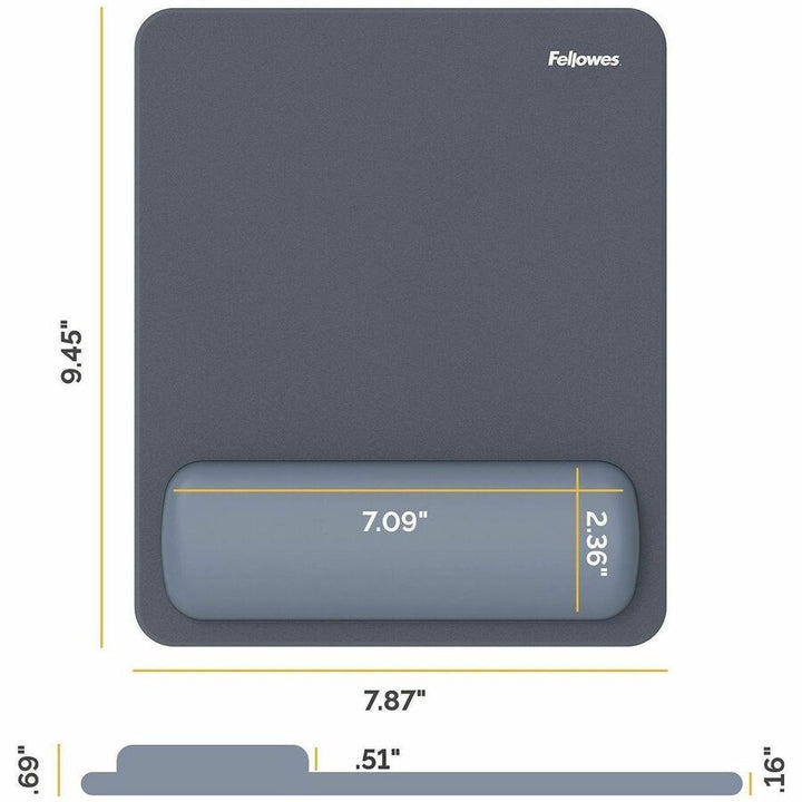 Image of Fellowes 100145421 Breyta Mousepad Wrist Rest, Blue, 0.68" H x 7.87" W x 9.44" Depth, Blue, Dust Resistant, Mouse, Retail