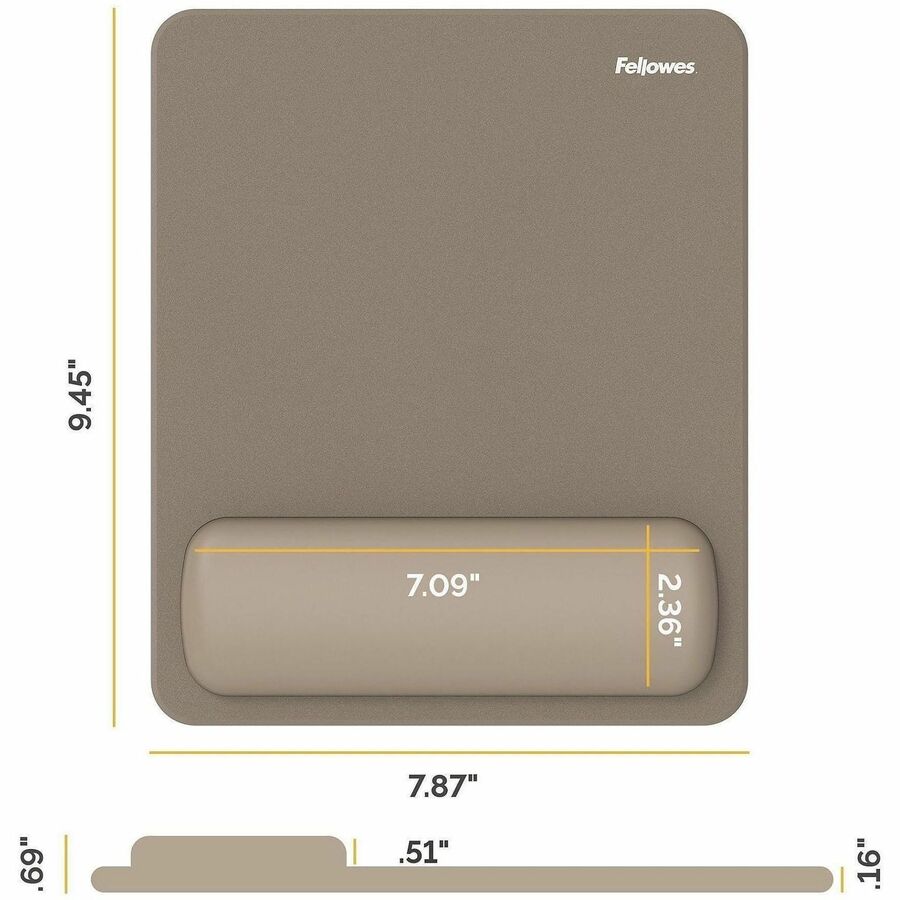 Image of Fellowes 100145443 Breyta Mousepad Wrist Rest, Sand, 0.68" H x 7.87" W x 9.44" Depth, Sand, Dust Resistant, Mouse, Retail