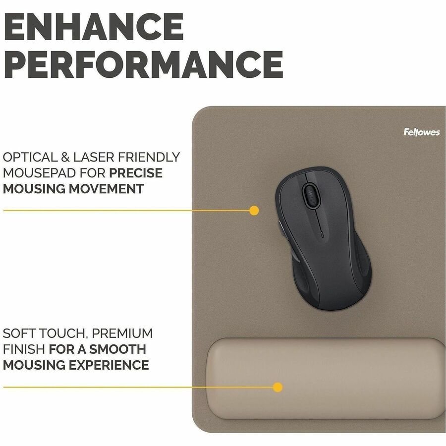 Image of Fellowes 100145443 Breyta Mousepad Wrist Rest, Sand, 0.68" H x 7.87" W x 9.44" Depth, Sand, Dust Resistant, Mouse, Retail