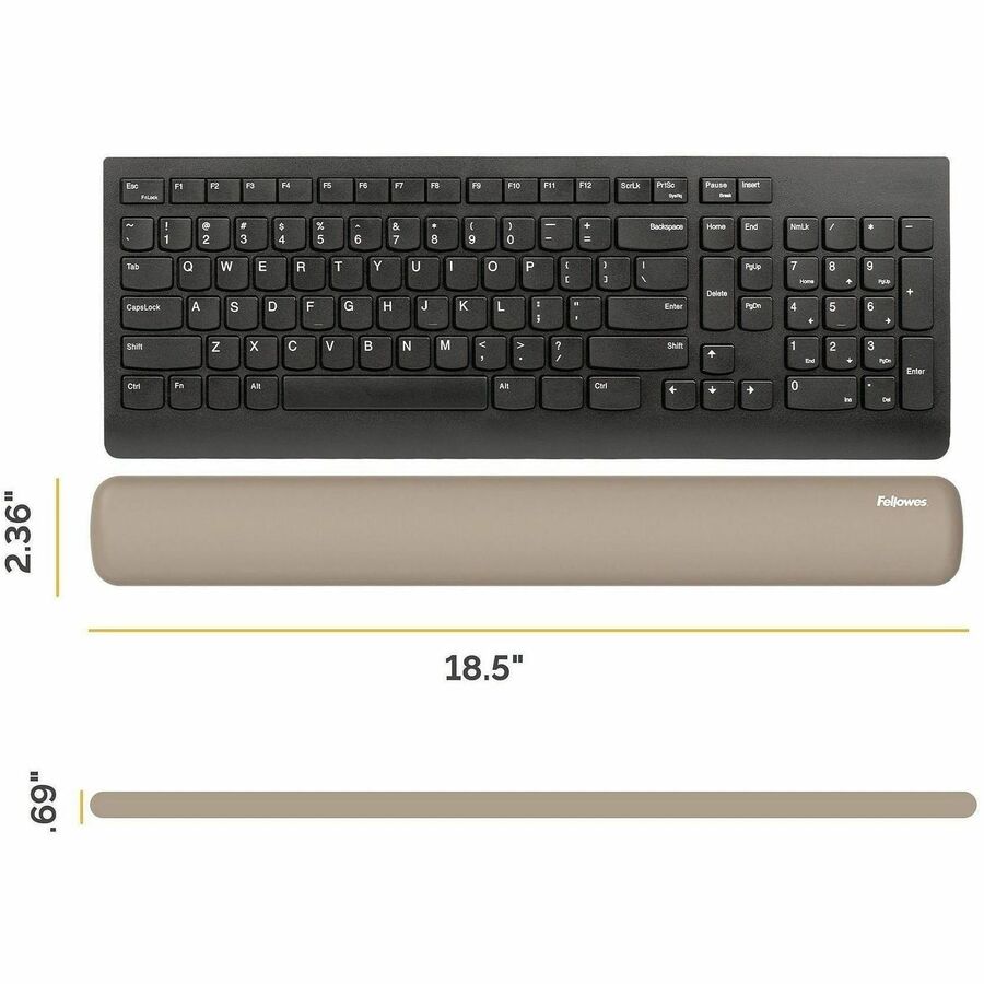 Image of Fellowes 100145444 Breyta Keyboard Wrist Rest, Sand, 0.68" H x 2.36" W x 18.50" Depth, Sand, Dust Resistant, Keyboard, Retail