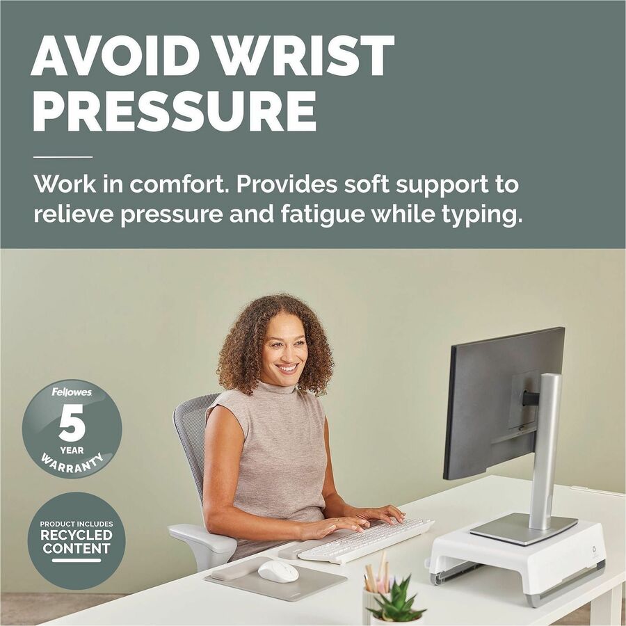 Image of Fellowes 100145444 Breyta Keyboard Wrist Rest, Sand, 0.68" H x 2.36" W x 18.50" Depth, Sand, Dust Resistant, Keyboard, Retail