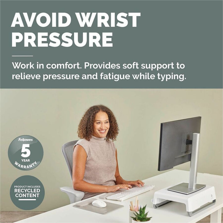 Image of Fellowes 100145444 Breyta Keyboard Wrist Rest, Sand, 0.68" H x 2.36" W x 18.50" Depth, Sand, Dust Resistant, Keyboard, Retail