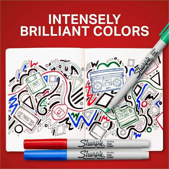 Image of Sharpie 2225104 X-fine Point Permanent Marker, Extra Fine, Bold Marker Point, Assorted Ink, Plastic Barrel, Multipurpose, 5