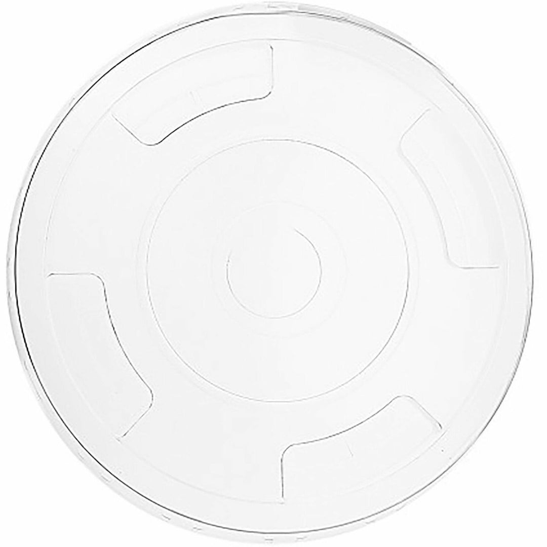Image of Vegware C96FCH 96-Series Flat Lids, Round, Polylactic Acid (PLA), White, 50 Lids/Pack, 1000 / Carton