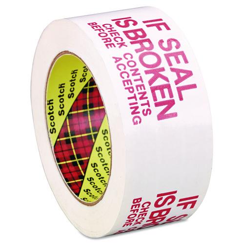 Image of Scotch® 3771 PRINTED MESSAGE BOX SEALING TAPE, 3" CORE, 1.88" X 109 YDS, RED/WHITE