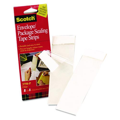 Image of Scotch® 3750P Envelope/package Sealing Tape Strips, 2" X 6", Clear, 50/pack