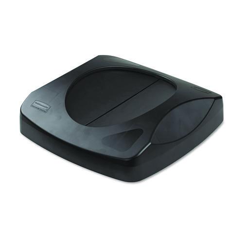 Image of Rubbermaid® Commercial FG268988BLA Swing Top Lid For Untouchable Recycling Center, 16" Square, Black