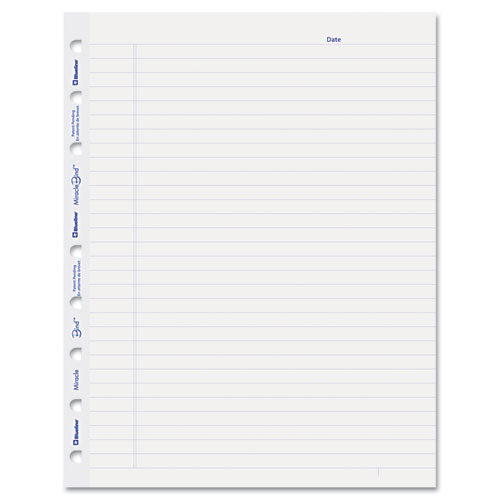 Image of Blueline® AFR9050R Ruled Paper Refill Sheets for all MiracleBind Notebooks and Planners, 9.25 x 7.25, White/Blue Sheets, Undated, 50/Pack