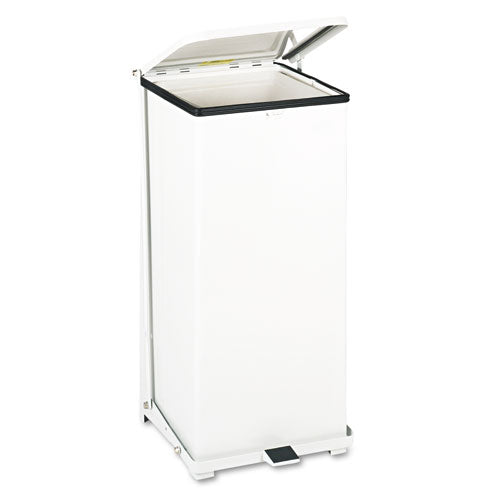 Image of Rubbermaid® Commercial FGST24EPLWH Defenders Heavy-Duty Steel Step Can, 13 gal, Steel, White