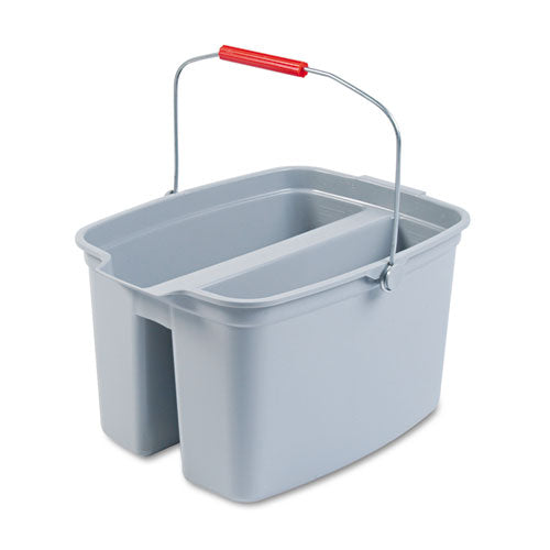 Image of Rubbermaid® Commercial FG262888GRAY 19 Quart Double Utility Pail, Plastic, Gray, 18 x 14.5 x 10