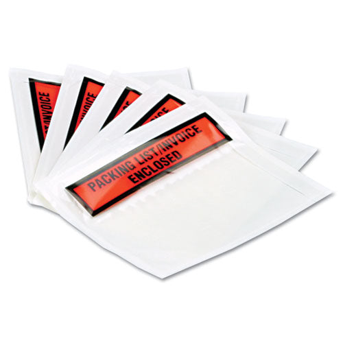 Image of Quality Park Self-Adhesive Packing List Envelope, Top-Print Front: Packing List/Invoice Enclosed, 4.5 x 5.5, Clear/Orange, 1,000/Carton