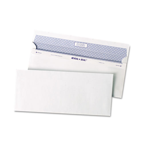 Image of Quality Park QUA67218 Reveal-N-Seal Security Tinted Envelope, #10, Commercial Flap, Self-Adhesive Closure, 4.13 x 9.5, White, 500/Box