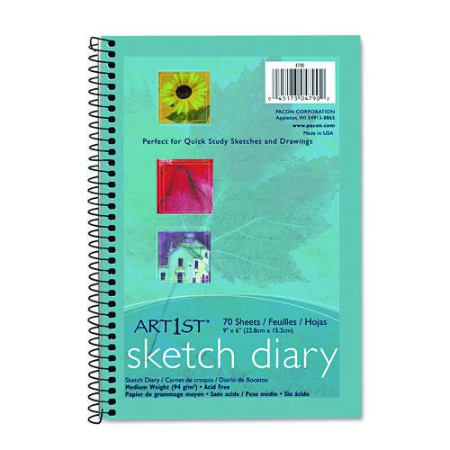 Image of Pacon® P4790 Art1st Sketch Diary, 64 lb Text Paper Stock, Blue Cover, (70) 9 x 6 Sheets