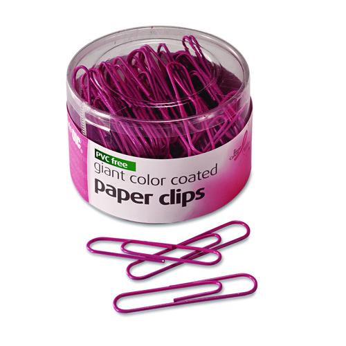 Image of Officemate 08908 Pink Coated Paper Clips, Breast Cancer Awareness, Giant, PET-Coated, Pink, 80/Pack