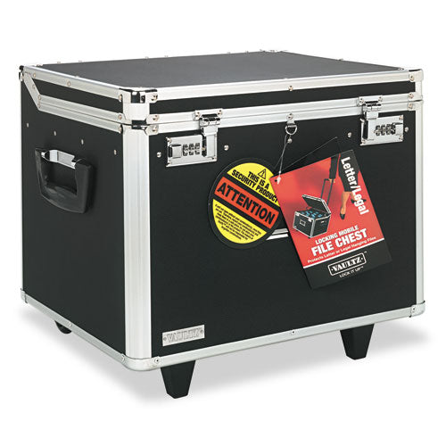 Image of VaultzÂ® Locking Mobile File Chest, Letter/legal Files, 17.5" X 15.5" X 14.5", Black/chrome