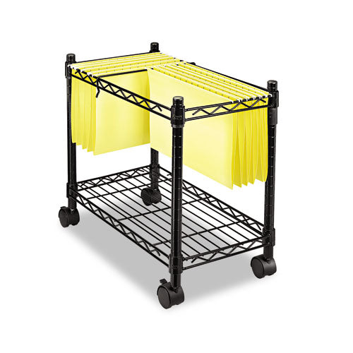 Image of Fellowes® 45081 High-Capacity Rolling File Cart, Metal, 1 Shelf, 2 Bins, 24" X 14" X 20.5", Black