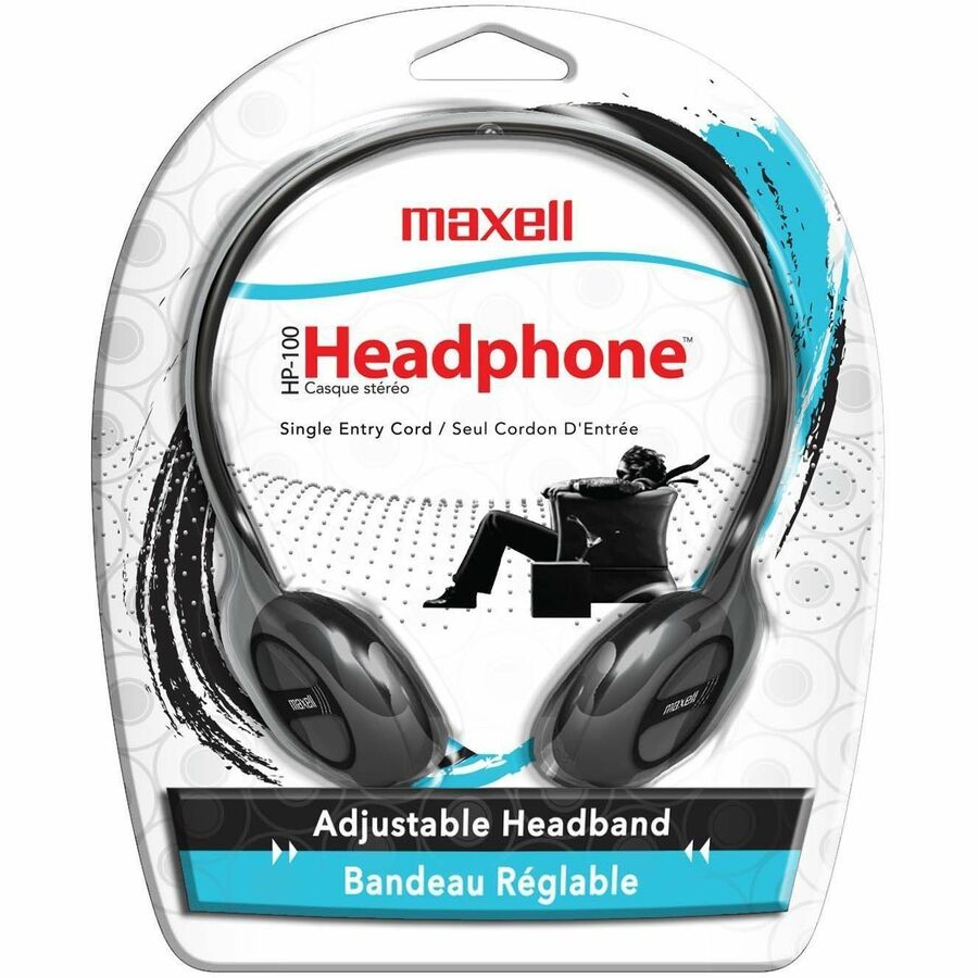 Image of Maxell® HP-100 Headphones, 4 ft Cord, Black