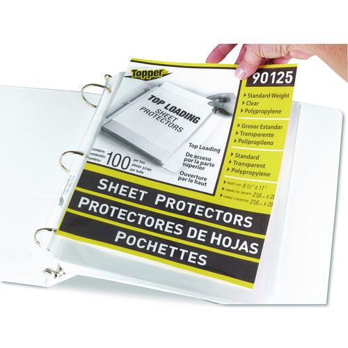Image of C-Line® 90125 Polypropylene Sheet Protectors, Medium-Duty, Side: 3-Hole Punched, Top Load 8.5 x 11 Insert, Clear Front, 100/Box