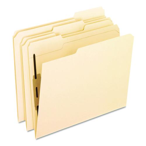 Image of Pendaflex® M13U1 Manila Fastener Folders with Bonded Lesspace Fasteners, 1/3-Cut Tab: Assorted, 1 Fastener, Letter Size, Manila, 50/Box