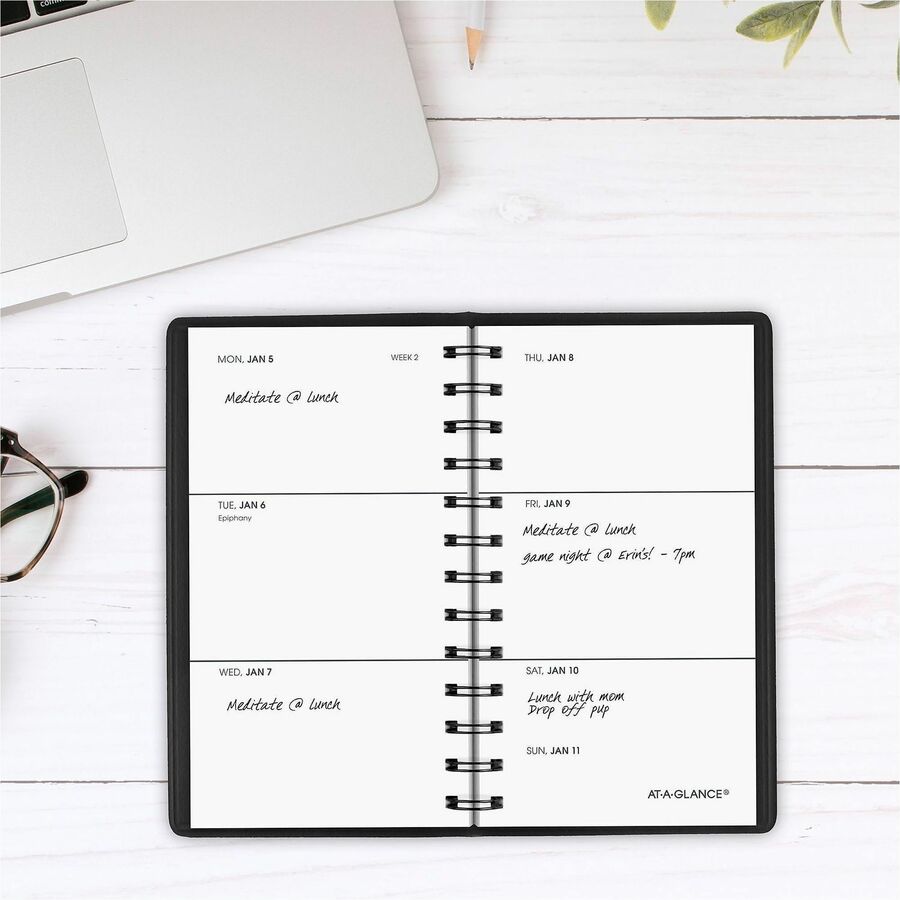 Image of AT-A-GLANCE® Weekly Planner, 4.5 x 2.5, Black Cover, 12-Month (Jan to Dec): 2025