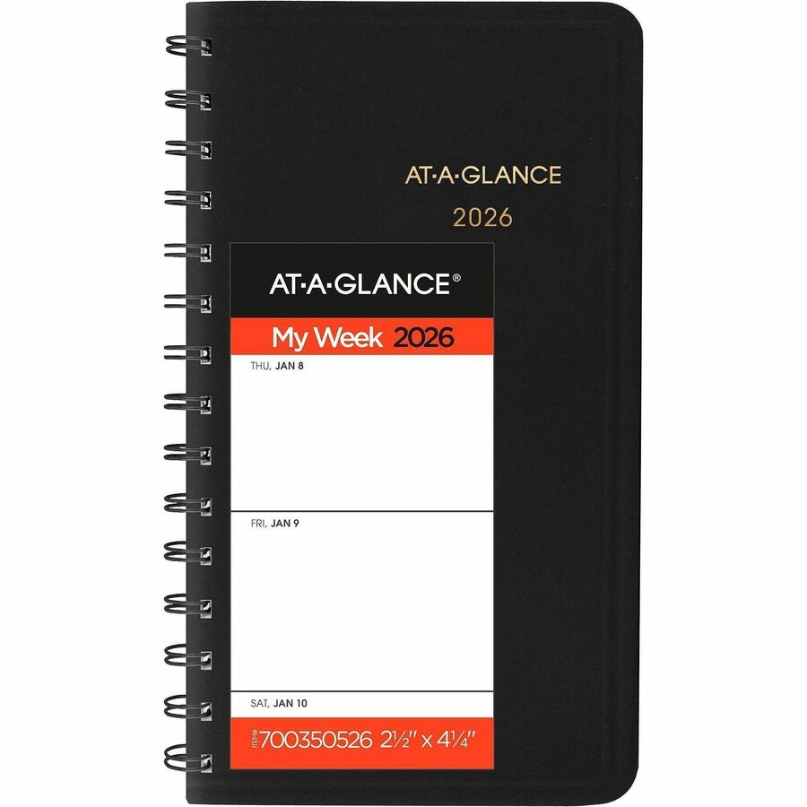 Image of AT-A-GLANCE® Weekly Planner, 4.5 x 2.5, Black Cover, 12-Month (Jan to Dec): 2025