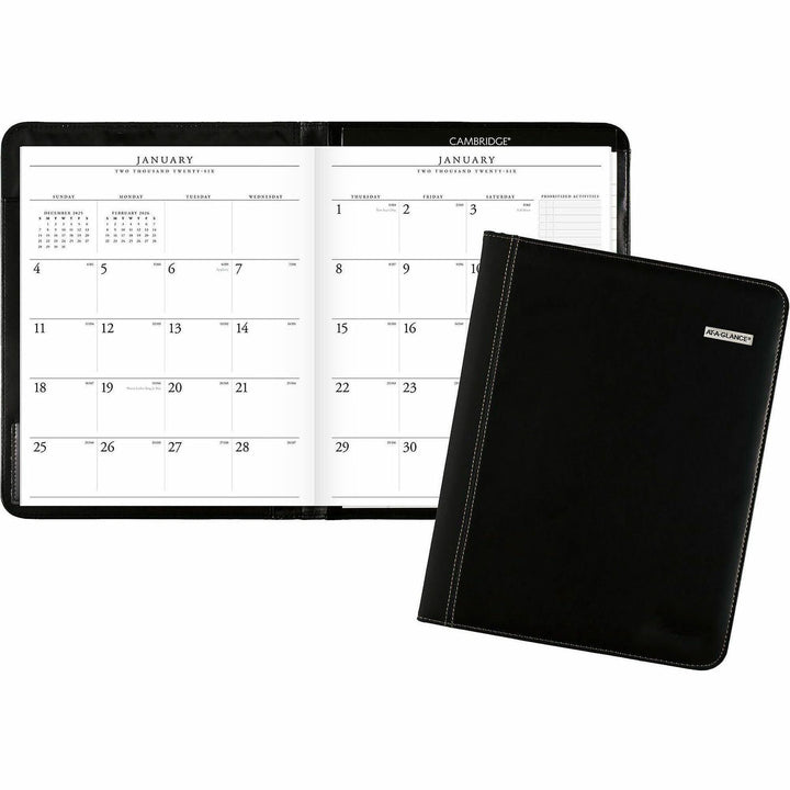 Image of AT-A-GLANCE® Executive Monthly Padfolio, 11 x 9, Black Cover, 13-Month: Jan 2025 to Jan 2026